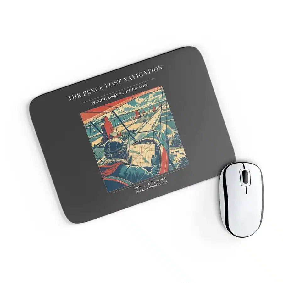VINTAGE G4390 - The Fence Post Navigation - Designed Mouse Pads design on black rectangle