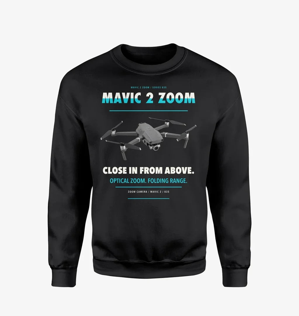 DJI Mavic 2 Zoom design on black sweatshirt