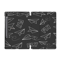 Thumbnail for Paper Airplane & Fly (Gray) aviation themed tablet case for Samsung tablet.