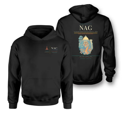Dr. Babasaheb Ambedkar International Airport (NAG) design on black double-side hoodie