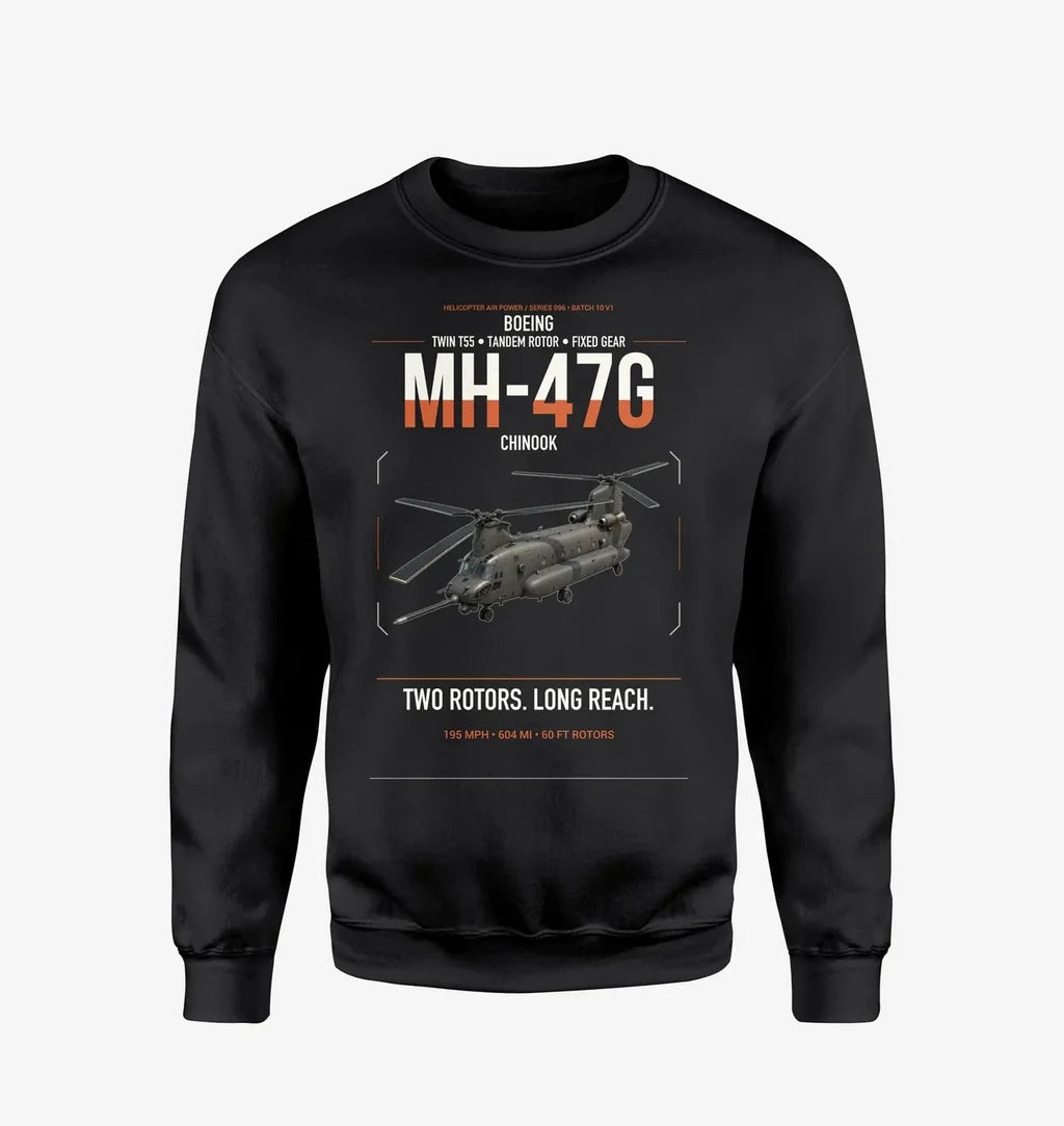 Boeing MH-47G Chinook design on black sweatshirt