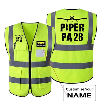 Piper PA28 & Plane aviation design printed on high-visibility reflective fabric reflective vest.