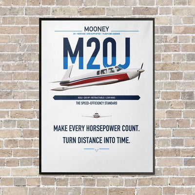 Mooney M20J 201 vertical canvas print - framed - white background