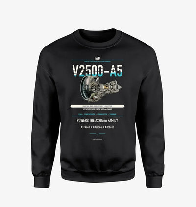 V2500-A5 design on black sweatshirt