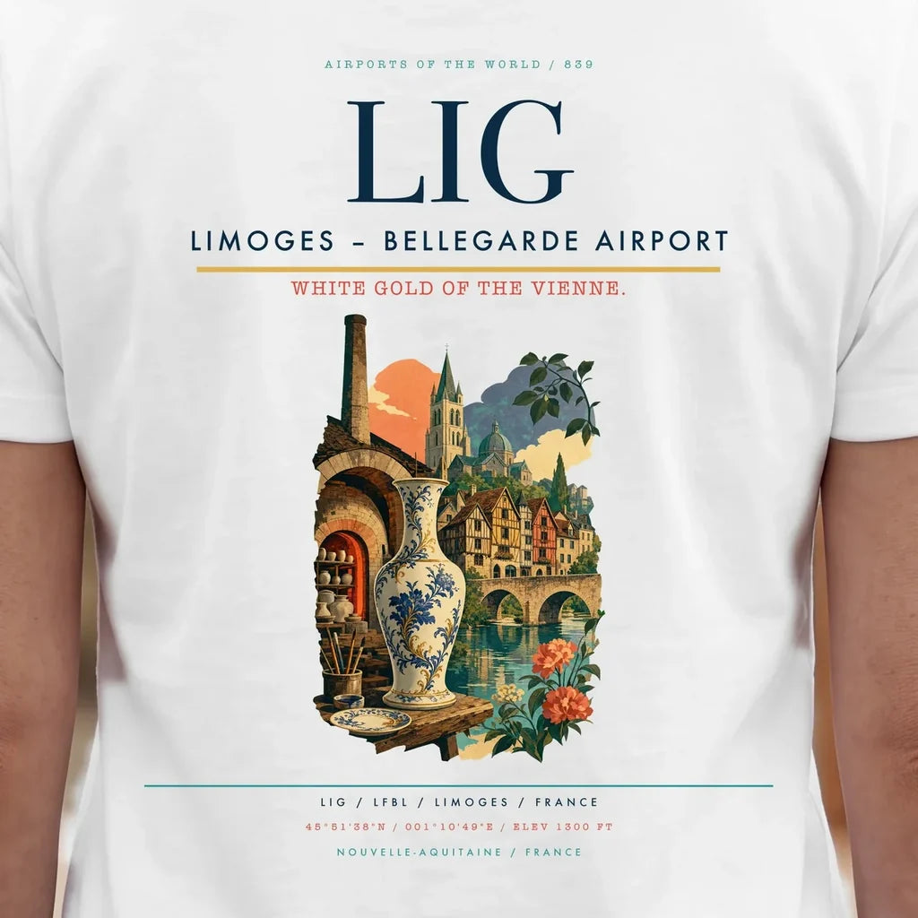 Limoges – Bellegarde Airport (LIG) double-side t-shirt design close-up cover