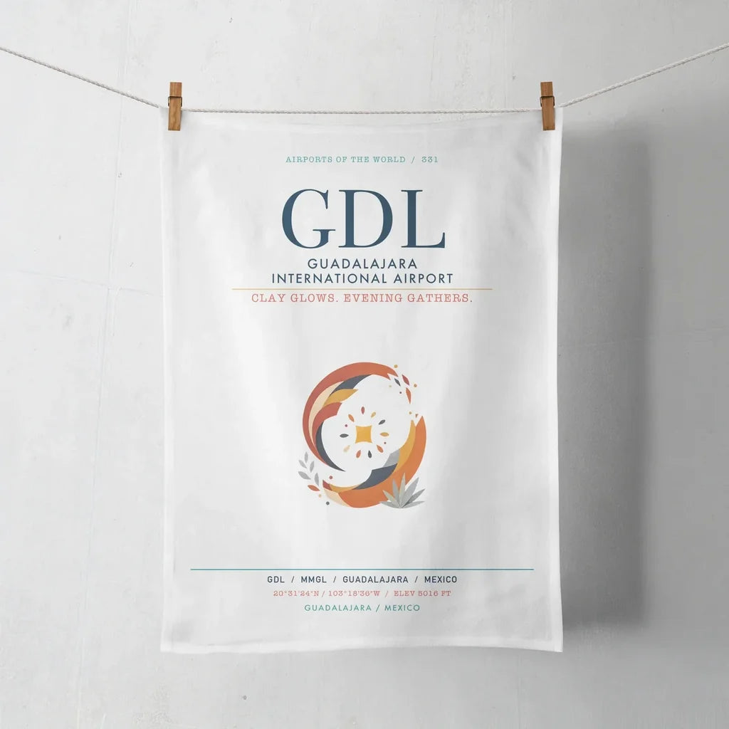 Guadalajara International Airport (GDL) design on white towel