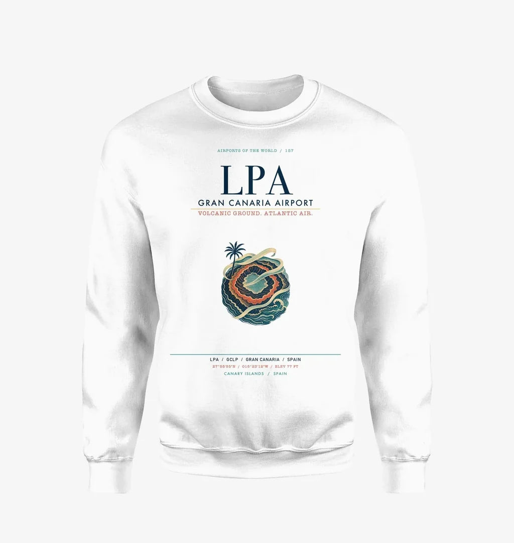 Gran Canaria Airport (LPA) design on white sweatshirt