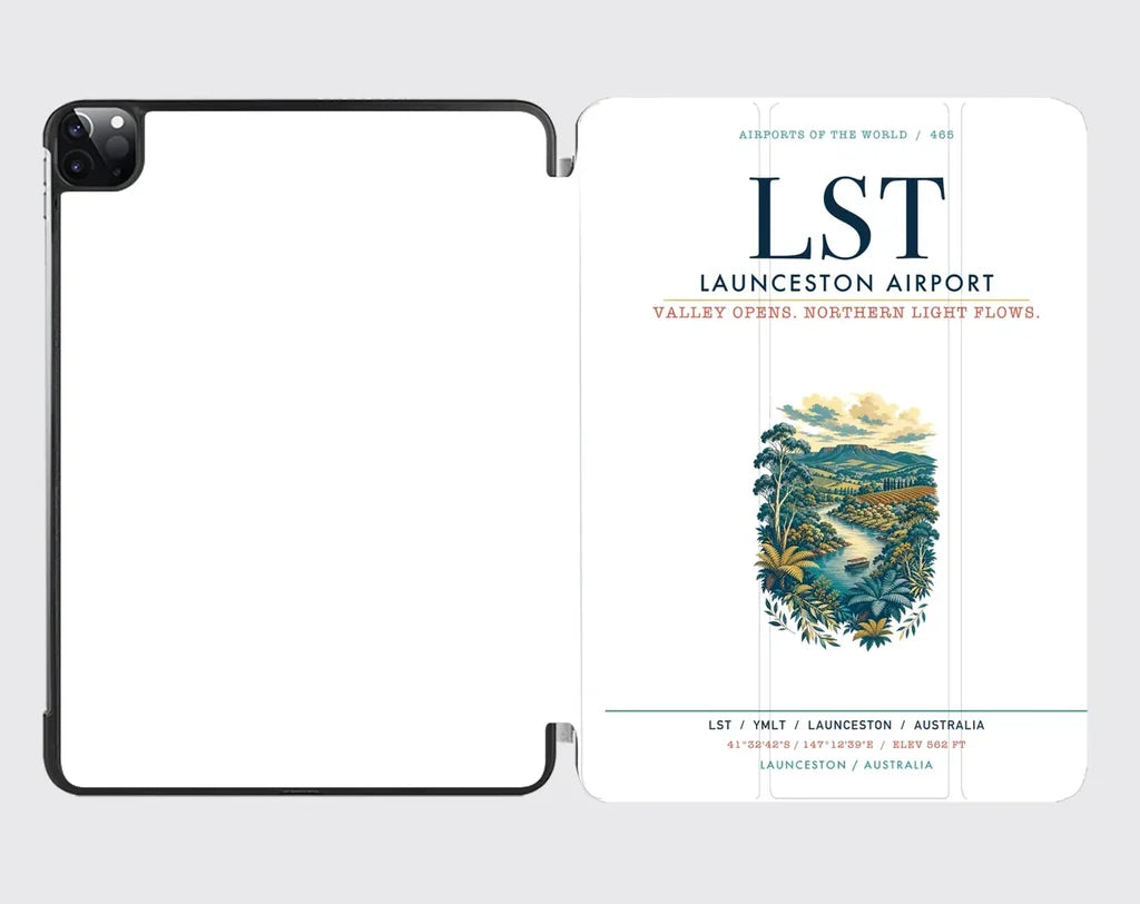 Launceston Airport (LST) design on white ipad tablet case