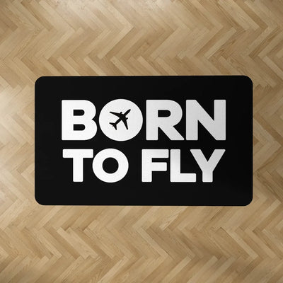 Born To Fly aviation design on durable carpet pile with non-slip backing rectangle carpet floor mat.