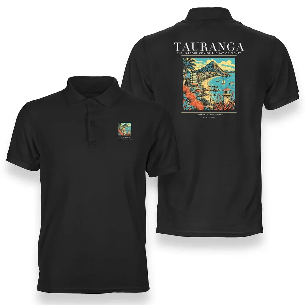 TAURANGA - Poster - Double-Side Polo - Black
