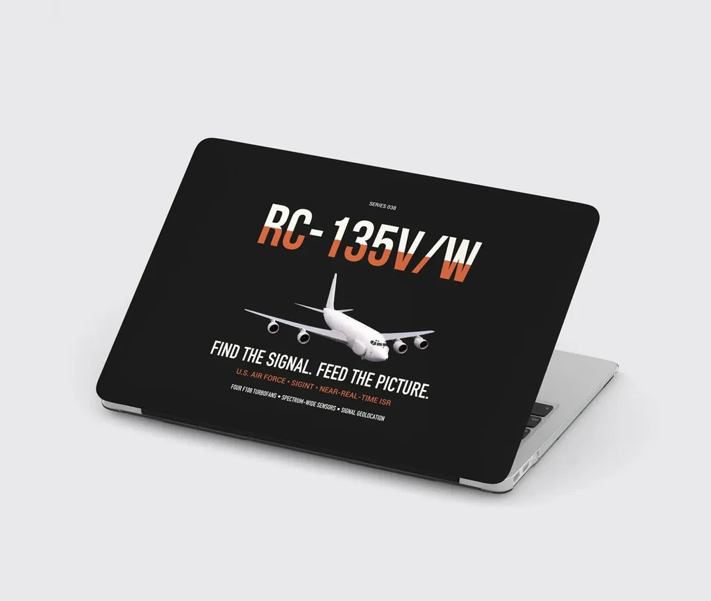 RC-135V W Rivet Joint design on black MacBook case