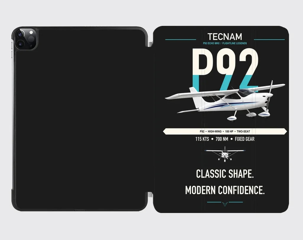 Tecnam P92 Echo MkII design on black ipad tablet case