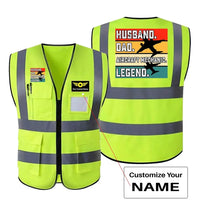 Thumbnail for Husband & Dad & Aircraft Mechanic & Legend aviation design printed on high-visibility reflective fabric reflective vest.