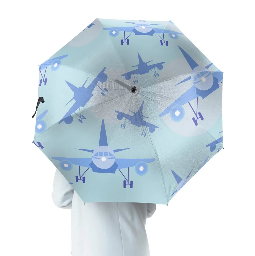 Super Funny Airplanes aviation design on windproof polyester umbrella.