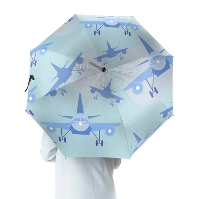 Super Funny Airplanes aviation design on windproof polyester umbrella.