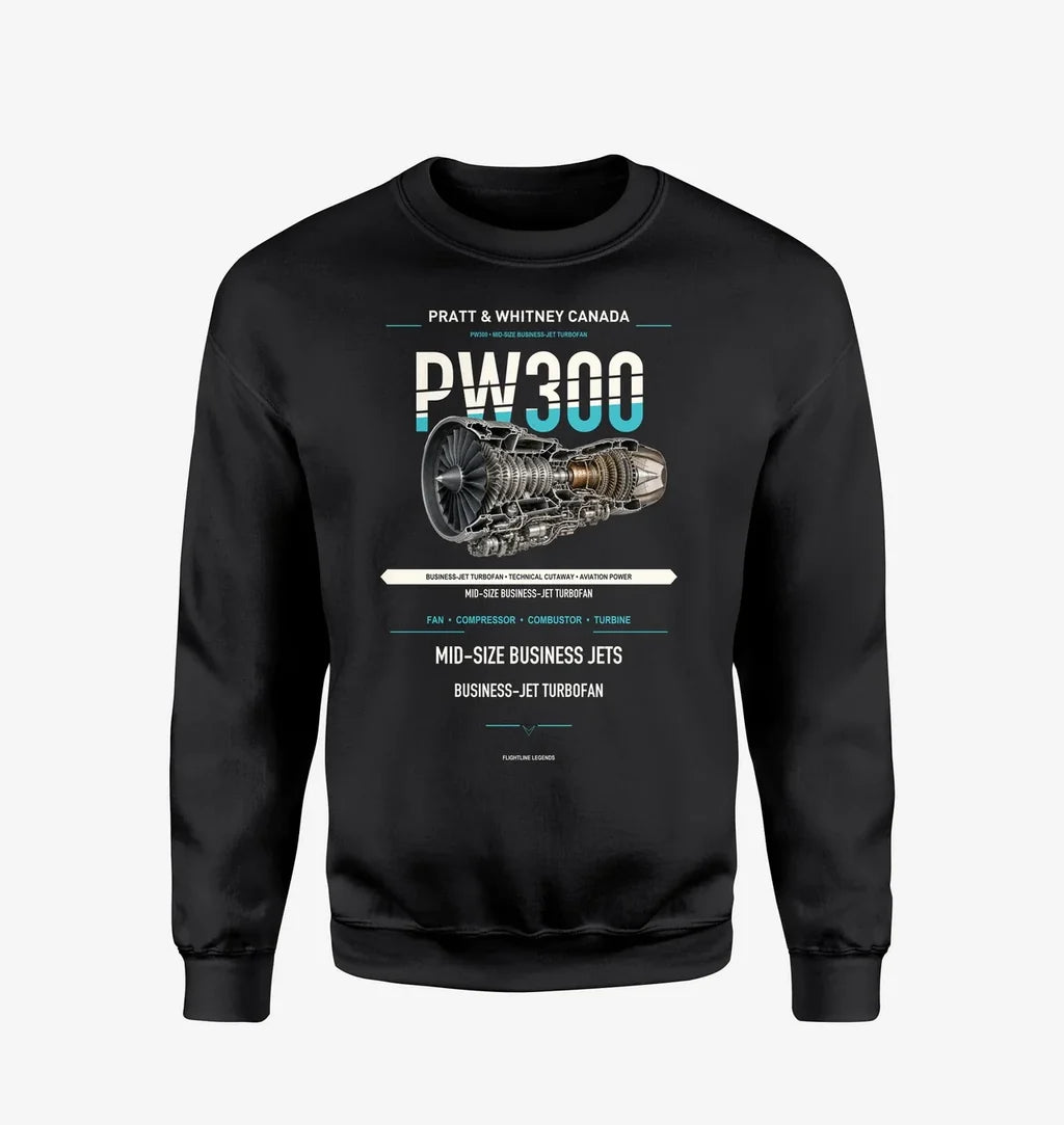 PW300 design on black sweatshirt