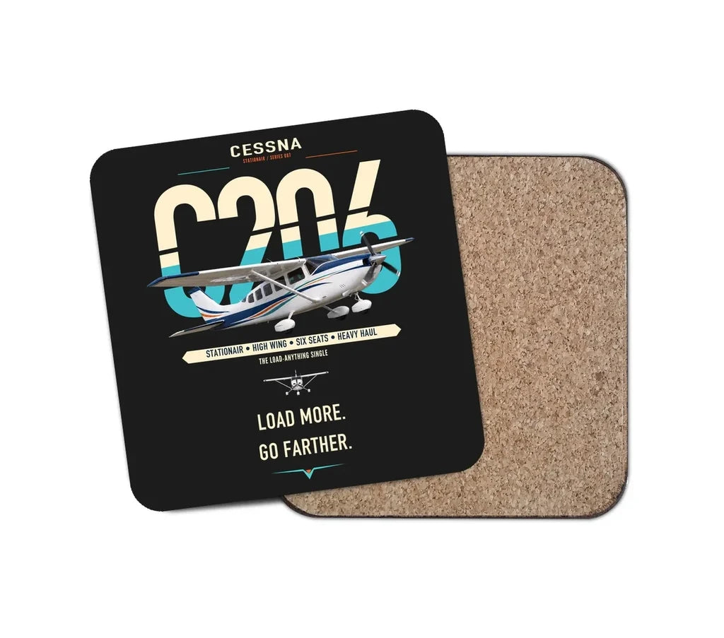 Cessna 206 Stationair design on black 1 piece coaster