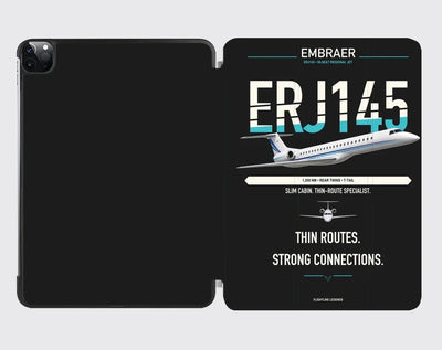 Embraer ERJ145 design on black ipad tablet case