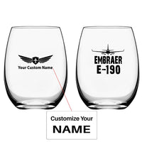 Thumbnail for Embraer E-190 & Plane Water & Drink aviation design on water glass, crystal-clear premium glassware.