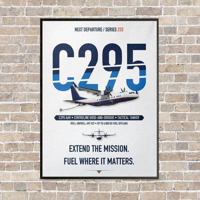 Airbus C295 Air-to-Air Refuelling vertical canvas print - framed - white background