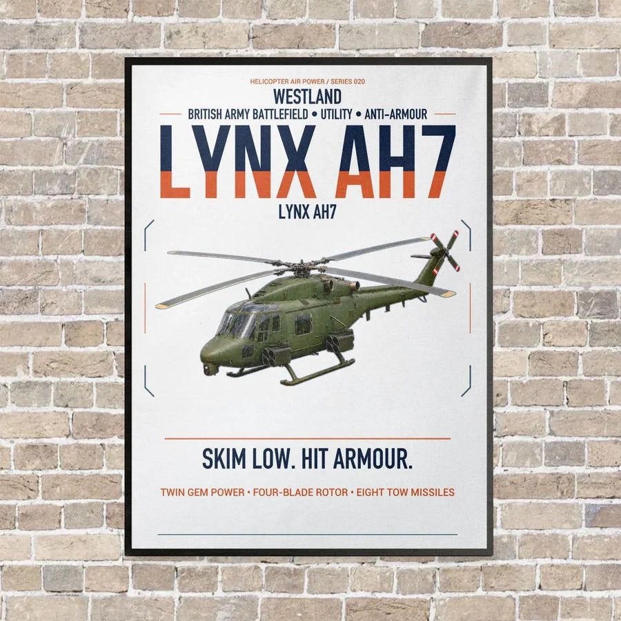 Westland Lynx AH7 vertical canvas print - framed - white background