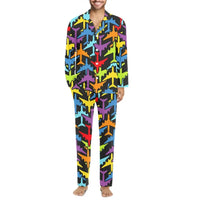Thumbnail for Super Colourful Airplanes men button pajamas - view 1
