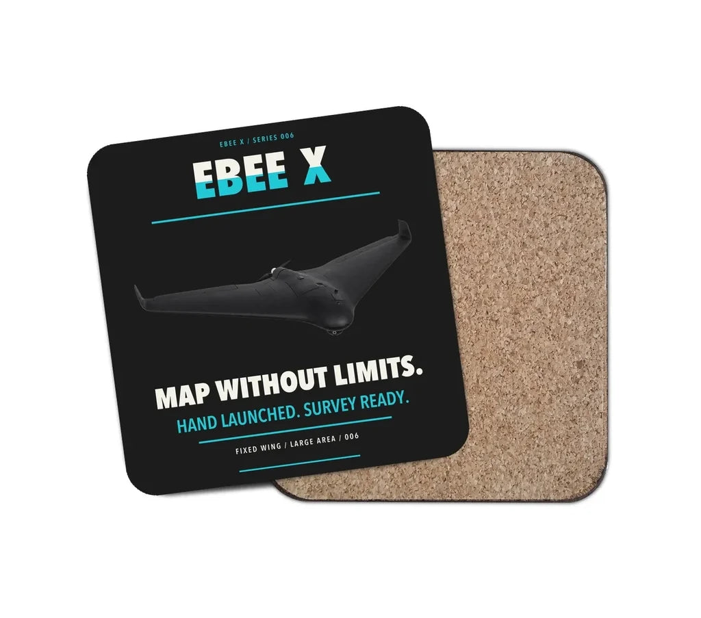AgEagle eBee X design on black 1 piece coaster