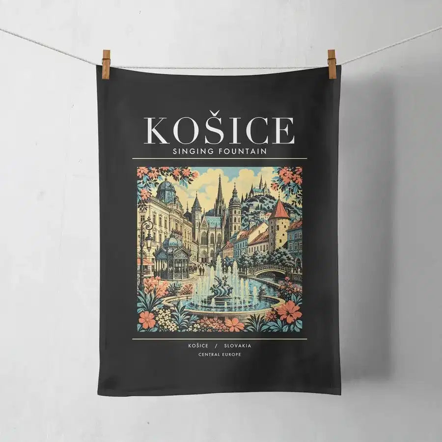 KOŠICE - Poster - Towel - Black