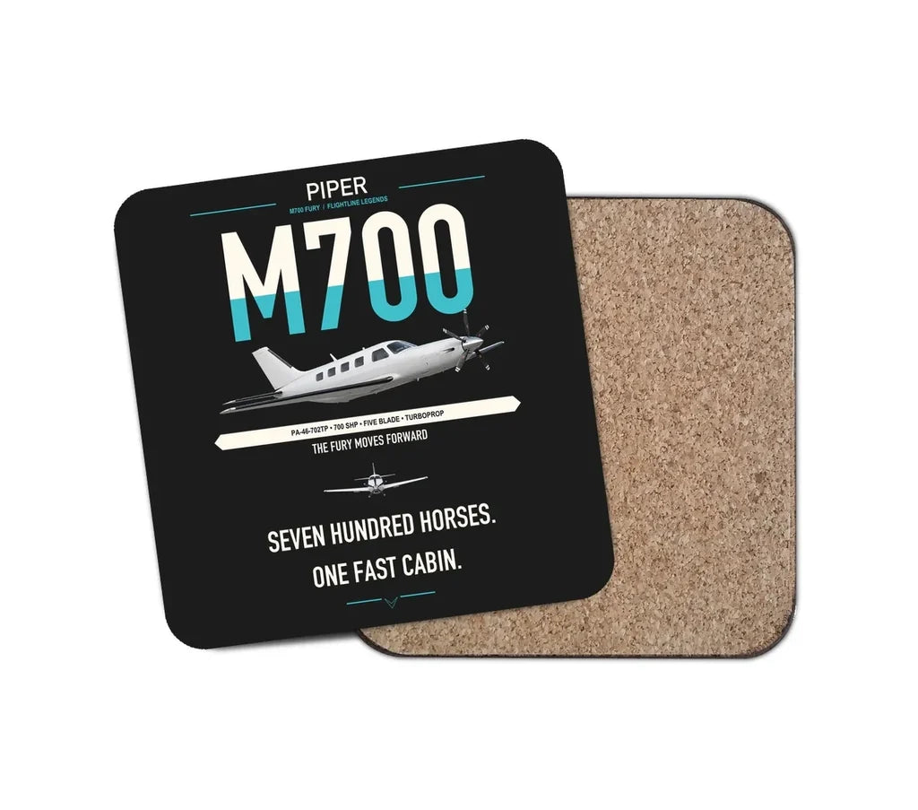 Piper M700 Fury design on black 1 piece coaster