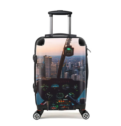 Amazing City View from Helicopter Cockpit Cabin Size aviation design luggage, durable shell construction.