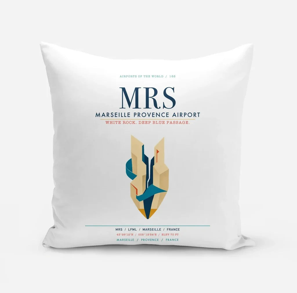 Marseille Provence Airport (MRS) design on white pillow