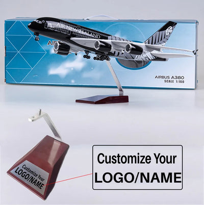 Side view of Air New Zealand Airbus A380 Airplane Model (1/160 Scale) aviation LED model airplane in diecast metal with LED l.