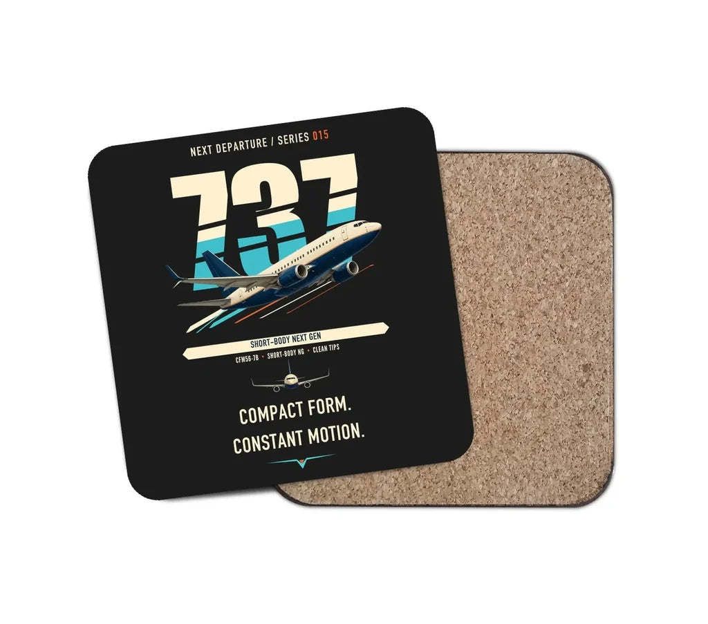 Boeing 737-700 NG design on black 1 piece coaster