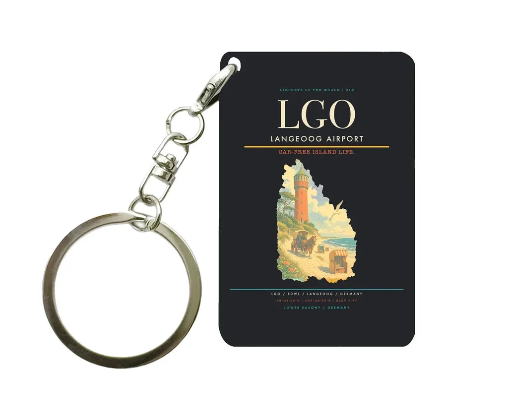 Langeoog Airport (LGO) design on black key chain
