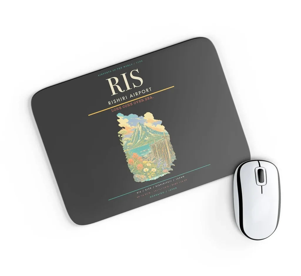 Rishiri Airport (RIS) design on black rectangle mouse pad