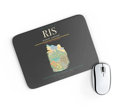Rishiri Airport (RIS) design on black rectangle mouse pad