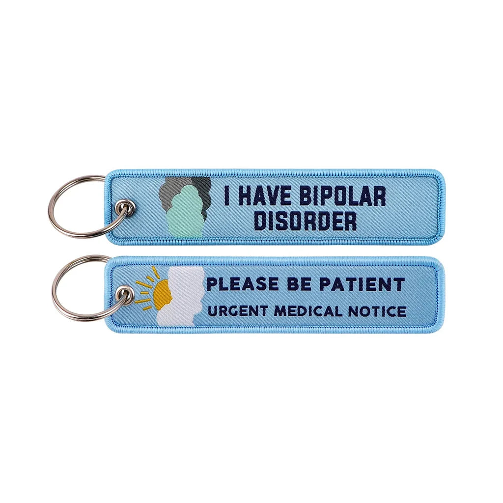 I HAVE BIPOLAR DISORDER aviation fashion key chain in polished metal.