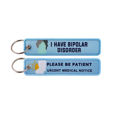 I HAVE BIPOLAR DISORDER aviation fashion key chain in polished metal.