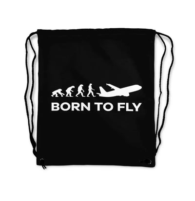 Born To Fly aviation drawstring bag in lightweight polyester.