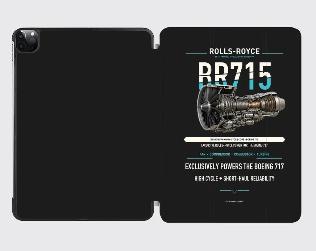 BR715 design on black ipad tablet case