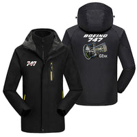 Thumbnail for Boeing 747 & GENX Engine aviation design printed on heavyweight insulated shell with snow cuffs thick ski jacket.