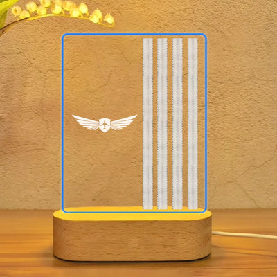 Special Silver Pilot Epaulettes (4,3,2 Lines) aviation design on premium acrylic with LED 3D night lamp.