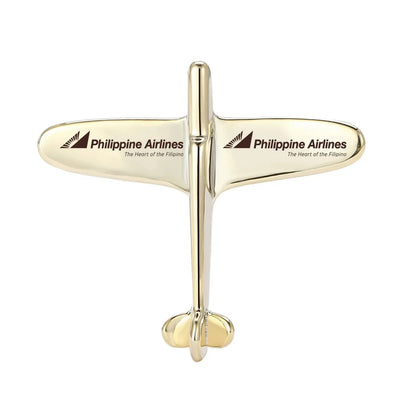 Side view of Philippine Airlines Airplane Shape aviation airplane-shape brooch in polished alloy, polished finish.