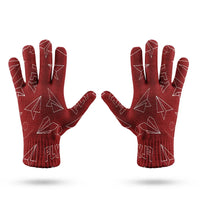 Thumbnail for Paper Airplane & Fly (Red) aviation design on soft knit fabric gloves.