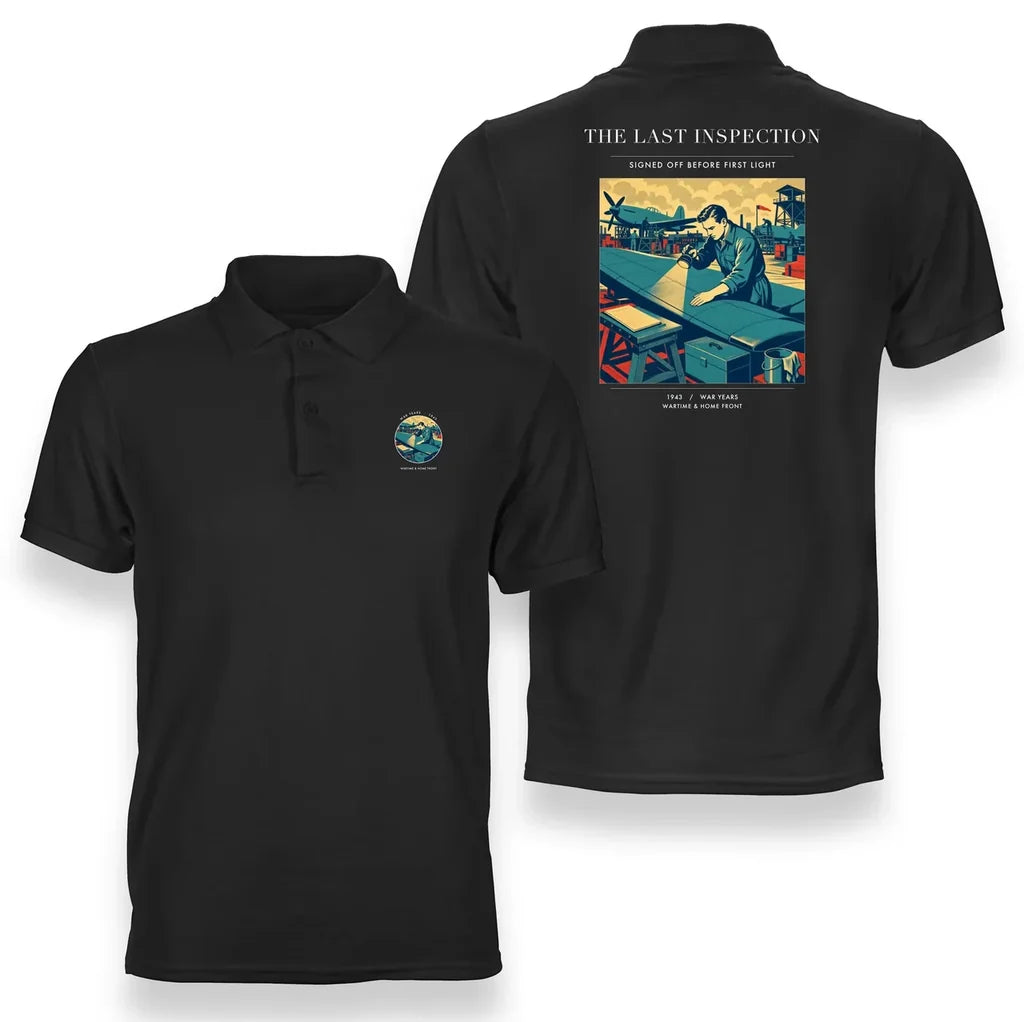 VINTAGE G4536 - The Last Inspection - Double-Side Polo T-Shirt design on black