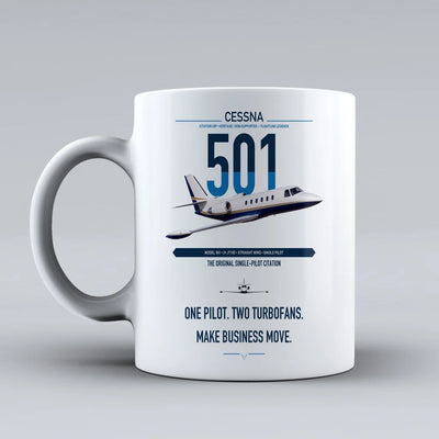 Cessna 501 Citation I SP design on white ceramic mug, double-side print