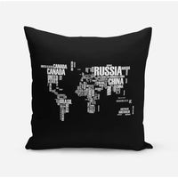 Thumbnail for World Map (Text) aviation design on soft polyester filling pillow.