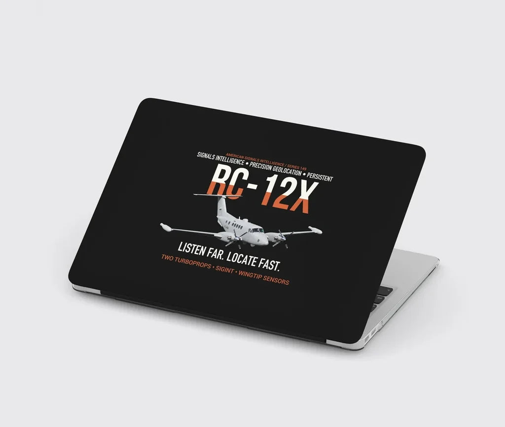 RC-12X Guardrail Signals From Above design on black MacBook case