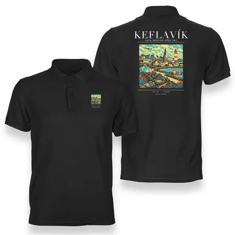 KEFLAVÍK - Poster - Double-Side Polo - Black