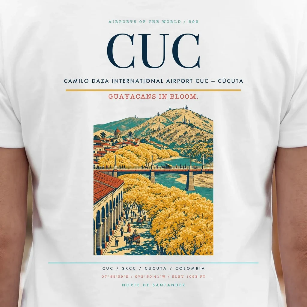 Camilo Daza International Airport (CUC) double-side t-shirt design close-up cover